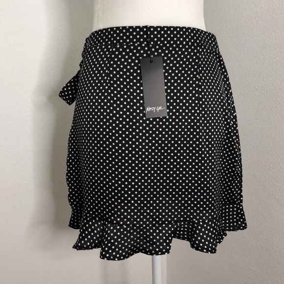 Black and White Polka Dot Wrap Mini Skirt NEW! - Picture 12 of 12